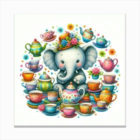 Elephant With Teapots Canvas Print