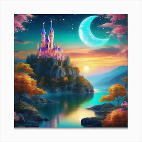 Fairytale Castle At Night 3 Canvas Print