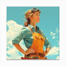 Woman In Overalls Canvas Print