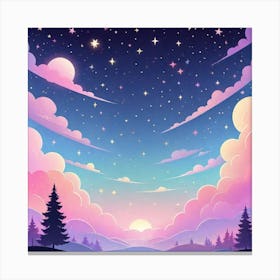 Sky With Twinkling Stars In Pastel Colors Square Composition 143 Canvas Print