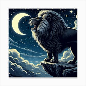 Lion In The Night Sky Canvas Print