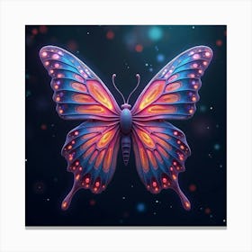 An Abstract Butterfly With Wings Of Fractal, Neon Patterns Fluttering Through A Cosmic Garden 1 Canvas Print