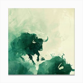 Bulls In The Grass Canvas Print