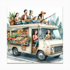 Food Truck Illustration Canvas Print