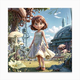 Girl In The Forest Canvas Print