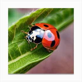 Ladybug On Leaf Canvas Print