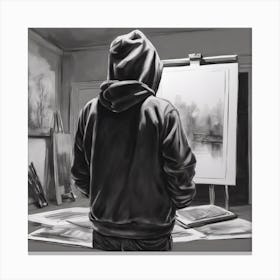 Artist In Front Of Easel Canvas Print