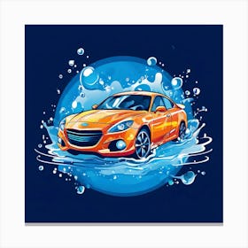 Logo Vector Car Wash Clean Soap Bubbles Water Splash Detailing Automotive Foam Service (6) Canvas Print