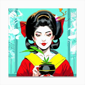 Asian Girl With Pot Canvas Print