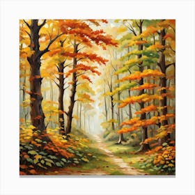 Forest In Autumn In Minimalist Style Square Composition 283 Canvas Print