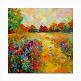 Landscape Painting Flowers Canvas Print