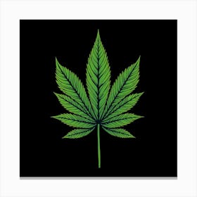 Marijuana Leaf On Black Background Canvas Print