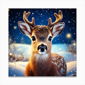 Firefly Adorable Baby Reindeer In A Starry Winter Meadow 41388 (2) Canvas Print