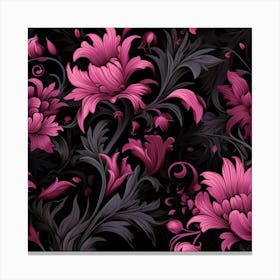 Gothic inspired pink and black floral Canvas Print