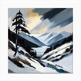 A Scottish Winter Landscape, Stormy Sky Canvas Print