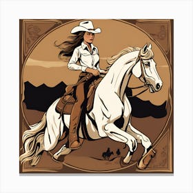 Cowgirl Riding Horse 9 Canvas Print