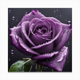 Purple Rose With Water Droplets Canvas Print