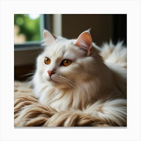 White Cat With Yellow Eyes Canvas Print
