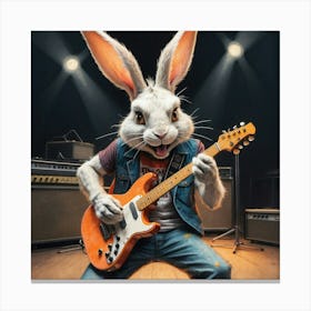 Rabbit Playing Guitar 7 Canvas Print