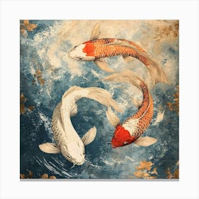 Koi Fish Ancient Tapestry 2 Canvas Print