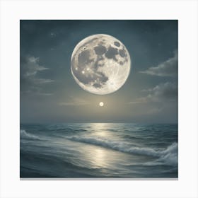 Full Moon Over The Ocean Canvas Print