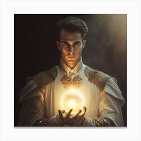 Wizard Holding A Crystal Ball Canvas Print