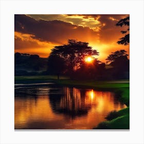 Sunset At The Golf Course 1 Canvas Print