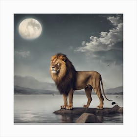 Lion At Night Canvas Print