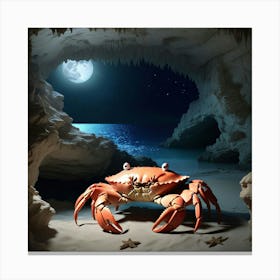 Crab In Cave At Night 4 Canvas Print