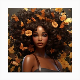 Beautiful African Woman With Butterflies 1 Canvas Print