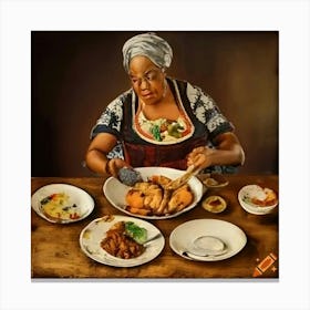 Nigerian Woman At Table Canvas Print