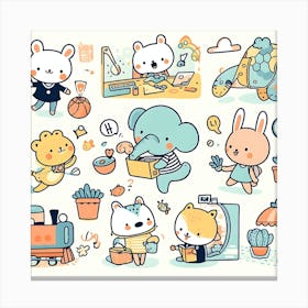 Kawaii Doodles Canvas Print