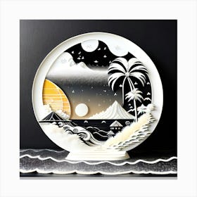 3D Ink Art Japanese Textured Canvas Print