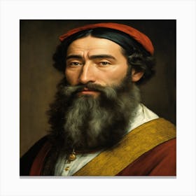 Middle Age Alsacia Man With Long Beard Canvas Print