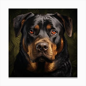 Portrait Of A Rottweiler Canvas Print