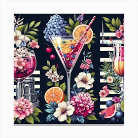 Flowers And Cocktails Canvas Print