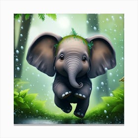 Elephant In The Rain 3 Canvas Print