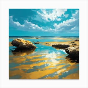 The Turquoise Sea and Golden Sands of Rocky Beach Canvas Print