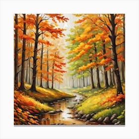 Forest In Autumn In Minimalist Style Square Composition 123 Canvas Print