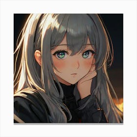 masterpiece, best quality, (Anime:1.4), anime illustration of a most beautiful face girl, sharp oval face contours, sagging eyes, slightly straight nose, nose to mouth distance, mouth to chin distance, beautiful collarbone, lighting, night, colorful lighting, glamorous, artstation hq ,8k ultra hd, fake detail, trending pixiv fanbox, acrylic palette knife 1 Canvas Print