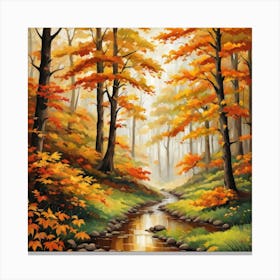 Forest In Autumn In Minimalist Style Square Composition 336 Canvas Print