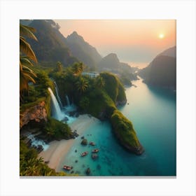 Waterfall In Indonesia Canvas Print