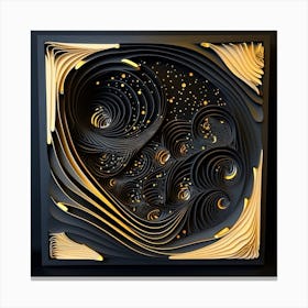 Black And Gold 3d Paper Art Canvas Print