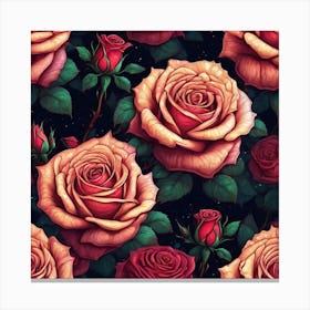 Roses Seamless Pattern 14 Canvas Print