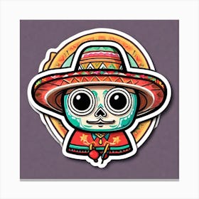 Mexican Sombrero And Pancho Sticker 2d Cute Fantasy Dreamy Vector Illustration 2d Flat Center (17) Canvas Print