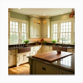 Kitchen With White Cabinets 2 Canvas Print