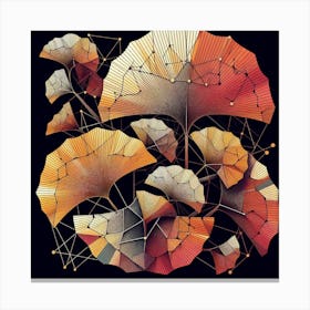 Geometric Art Tropical leaves of ginkgo biloba 7 Canvas Print