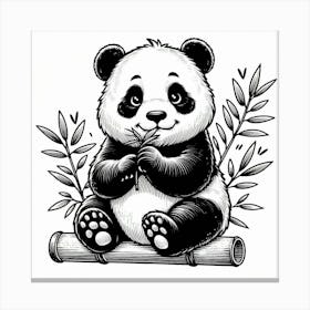 Line Art panda Canvas Print