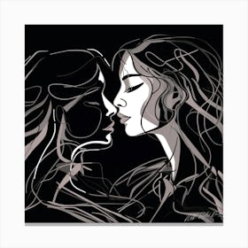 Lines Design - Woman Face Lines Canvas Print