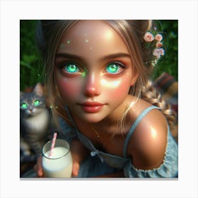 Little Girl With Green Eyes 2 Canvas Print